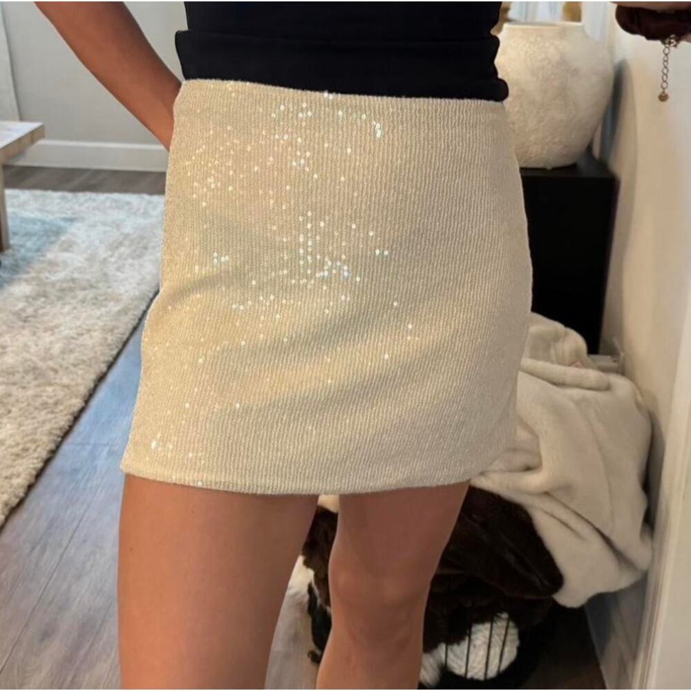 White Sequin Miniskirt-Steven Madden